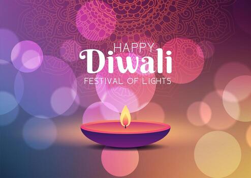 diwali antecedentes con bokeh luces y lámpara diseño vector