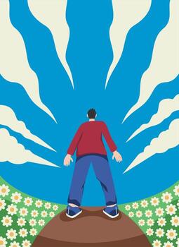 Man enjoying the freshness of spring vector