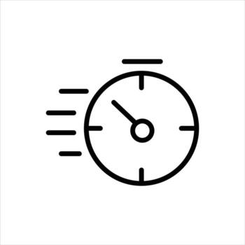 Need for speed fast delivery deadline countdown timer urgent notification quick black and white icon vector