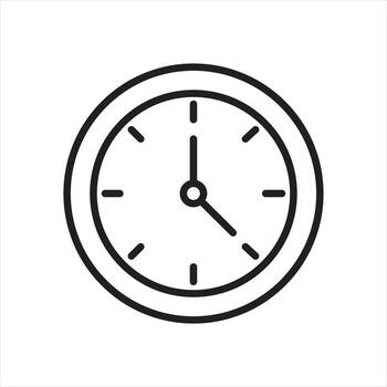 Modern outline clock face showing the time, perfect for time management or appointment reminders design vector