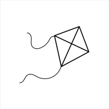 Kite icon in a simple line style isolated on white background vector