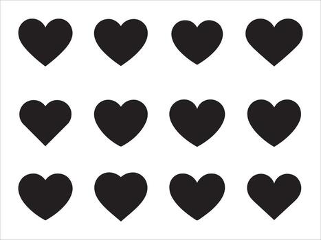 Black heart shapes isolated on white background in a seamless pattern vector
