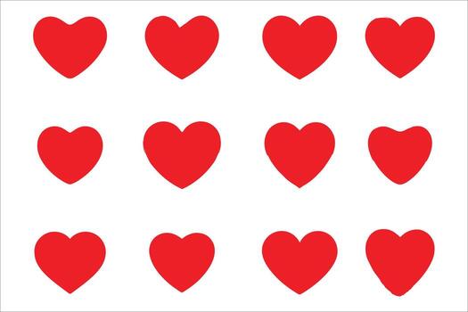 Twelve red hearts arranged in a grid isolated on white background symbol vector