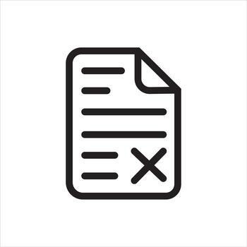 Document with cross mark isolated on white background in line style vector