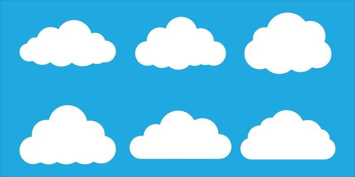 Set of fluffy clouds on blue background, perfect for adding a touch of whimsy vector