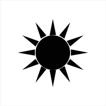 Black sun with rays isolated on white background in simple style vector
