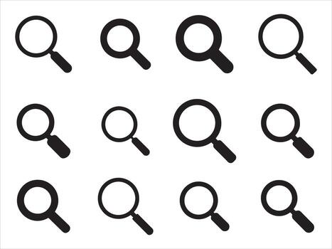 Magnifying glass icons isolated on white background for search and zoom use vector