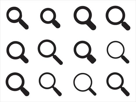 Magnifying glass icon set isolated on white background for search and zoom vector