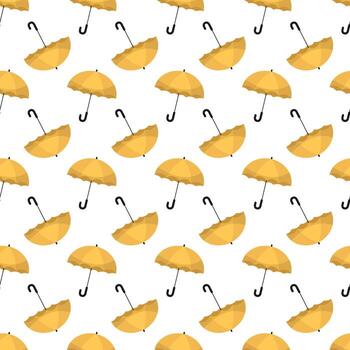 sin costura otoño modelo con amarillo sombrilla. repitiendo antecedentes de lluvioso clima vector