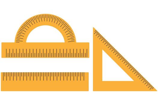 Set of School Rulers and Protractor. Drawing Tools for Math and Geometry for students vector