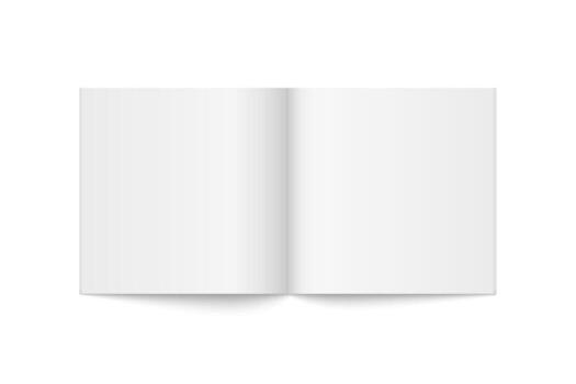 mockup of paperback square magazine spread with white cover isolated. Realistic softcover book, brochure or booklet template opened on white background. 3d illustration. vector