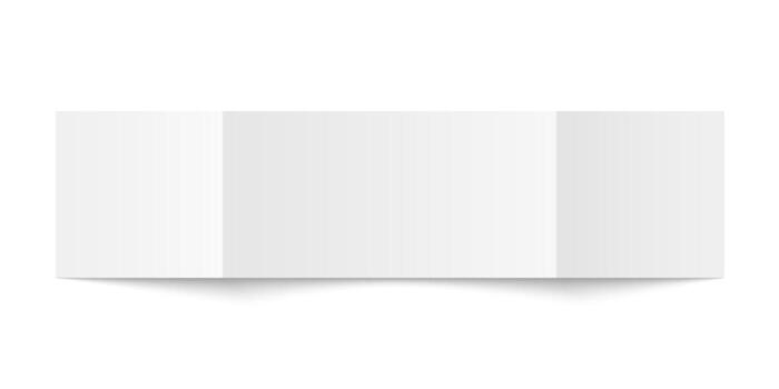 white blank square three panel gate fold opened on white background. Trifold, leaflet, brochure, booklet, flyer or invitation card mockup. Mock up back side isolated. vector