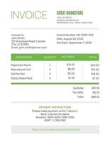 Bookstore Invoice template