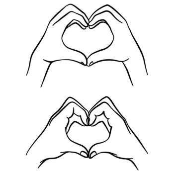 Two sets of hands forming a heart shape, expressing love and affection vector
