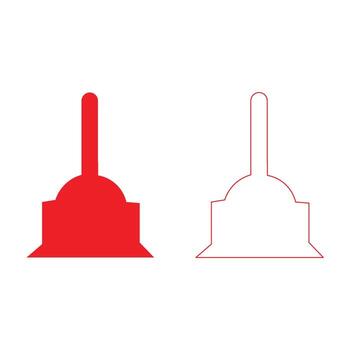 Plunger icon set red solid and outline vector