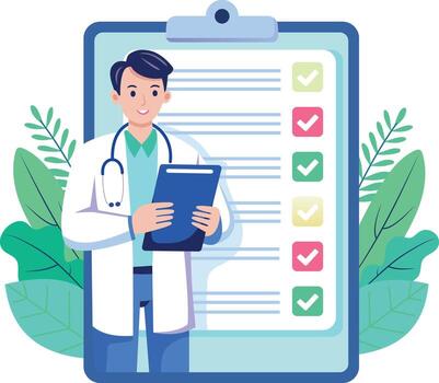 Flat style illustration denoting a character with digital report vector