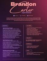 Dark Peach Lilac Digital Marketer Resume template