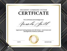 Black and Gold Incident Command System Certificate template