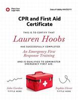White CPR and First Aid Certification Template Portrait Version