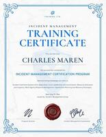 Simple Incident Management Training Certificate template