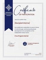 Blue Minimalist Emergency Management Certification template