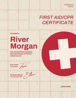 CPR and first aid certification template