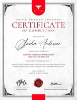 Hospital Emergency Management Certification template