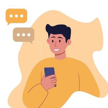 Man Using Smartphone Illustration vector