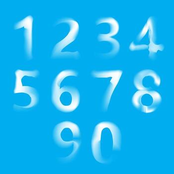 Snow Ice Cap with Numbers Isolated on Blue Background. Christmas Card Design Element. Winter Snowcap Set. vector