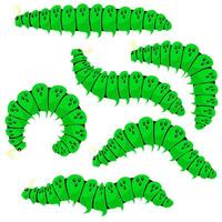 Green Cartoon Caterpillars Isolated on White Background. Cute Summer Insects. Small Maggot Move. Butterfly Life Cycle vector