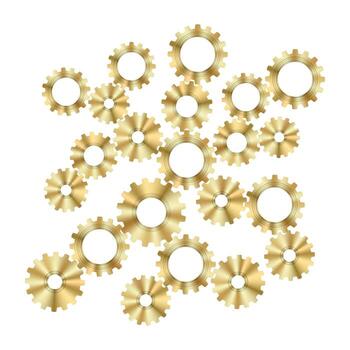 Techno Background with Geometric Gear Wheels Icon. Machinery Logo. Mechanism Cog Concept. Technologic Mechanical Cogwheel Tool. Teamwork Symbol. Part of Transmission. vector