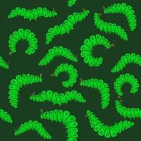 Seamless Pattern. Green Cartoon Caterpillars Isolated on White Background. Cute Summer Insects. Small Maggot Move. Butterfly Life Cycle. vector