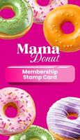 Shocking Pink Donut Membership Stamp Card template