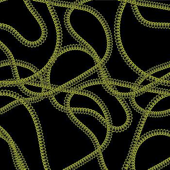 oro modelo con mano dibujado cadena. Perfecto para fondos de pantalla, web página antecedentes, superficie texturas, textil aislado en negro antecedentes. vector