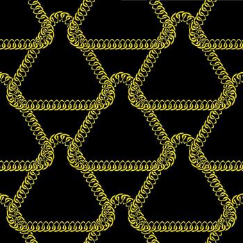 oro sin costura modelo con mano dibujado cadena. Perfecto para fondos de pantalla, web página antecedentes, superficie texturas, textil. aislado en negro antecedentes vector