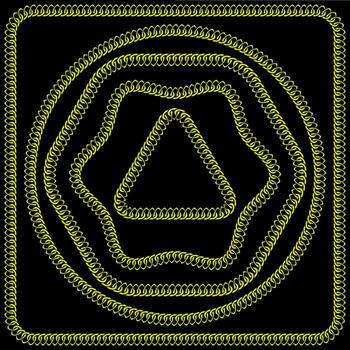 Gold frames pattern with hand drawn chain. Perfect for wallpapers, web page backgrounds, surface textures, textile. Isolated on black background. vector