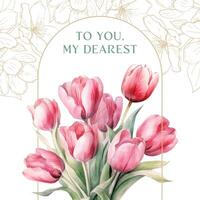 Floral Theme Anniversary Greeting Card template