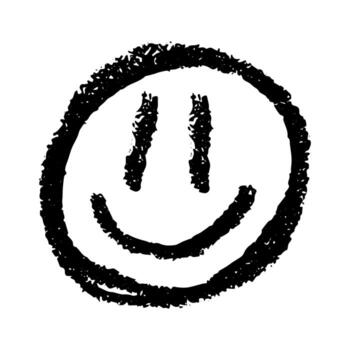 Simple hand drawn happy emoji Smile face doodle Single element for print, web, design, decor concept vector