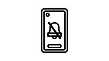 Smartphone silencioso modo ícone. uma minimalista linha arte Projeto representando uma Móvel telefone tela com uma riscado Sino símbolo, indicando a ativação do Faz não perturbar modo ou mudo recurso. video