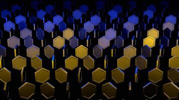 azul e amarelo abstrato hexágonos rotação fundo vj ciclo dentro 4k video