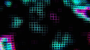 rosa och cyan neon kubisk ram vågor bakgrund vj slinga i 4k video
