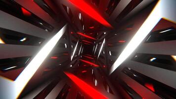 Red and White Neon Curve in Mirror Tunnel Background VJ Loop in 4K video