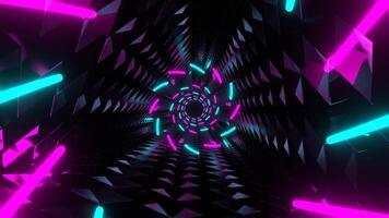 rosado y cian neón espirales en triangular túnel antecedentes vj lazo en 4k video