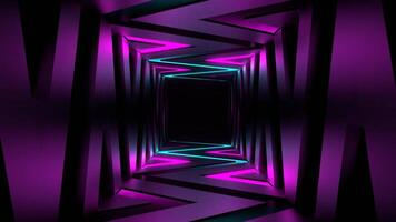 Pink and Cyan Neon Curve Lines Corridor Background VJ Loop in 4K video