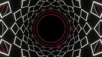 Red and White Neon Circle in Mirror Tunnel Background VJ Loop in 4K video