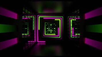 rosa och grön annorlunda neon rader tunnel bakgrund vj slinga i 4k video