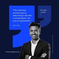 Blue Interview Testimonial Linkedin Post template
