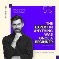 Beige and Purple Work Motivation Linkedin Post template