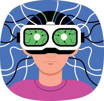 un plano estilo ilustración representando vr tecnología vector