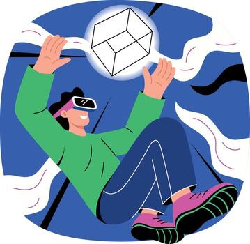 Person using virtual reality headset vector